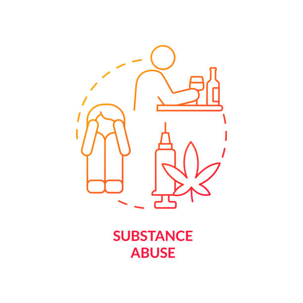 Substance abuse red gradient concept icon. Adverse experience abstract idea thin line illustration. Parents with alcohol and drug addiction. Isolated outline drawing. Myriad Pro-Bold font used